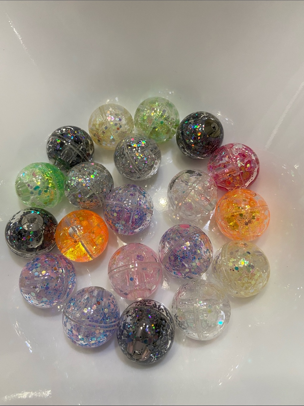 Sparkle Crackle Acrylic Large Hole Beads